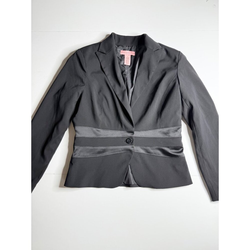 Sandolino Womens Black Tailored Blazer With Satin Detail Size 8